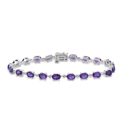 Oval Amethyst 7.5" Bracelet in Sterling Silver