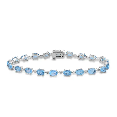 Oval Swiss Blue Topaz 7.5" Bracelet in Sterling Silver