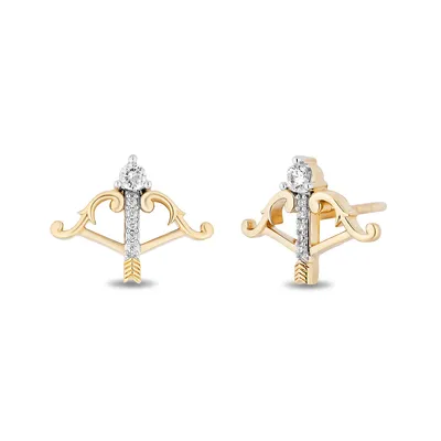 Enchanted Disney Vault Merida 1/10 ct. tw. Diamond Crossbow Earrings in 10K Yellow Gold