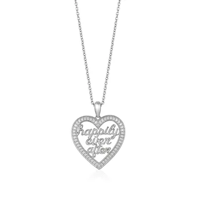 Enchanted Disney Vault 1/5 ct. tw. Diamond Happily Ever After Heart Pendant in Sterling Silver