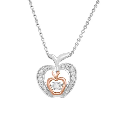 Enchanted Disney Vault Snow White 1/5 ct. tw. Diamond Apple Pendant in Sterling Silver & 10K Pink Gold