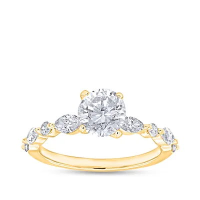 Noventa 1-1/2 ct. tw. Round & Marquise Diamond Engagement Ring 14K Gold