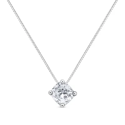 1 ct. tw. Cushion Diamond Solitaire Pendant in 14K White Gold