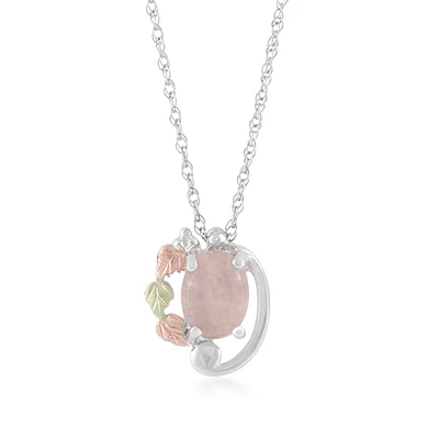 Black Hills Gold Oval Rose Quartz Pendant in Sterling Silver