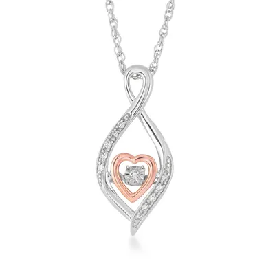 Diamond Accent Twist Heart Pendant in Sterling Silver & 10K Pink Gold