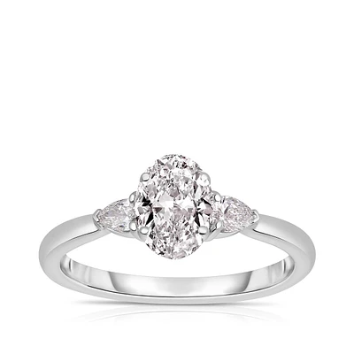 1-1/3 ct. tw. Oval & Pear 3-Stone Diamond Engagement Ring 14K White Gold