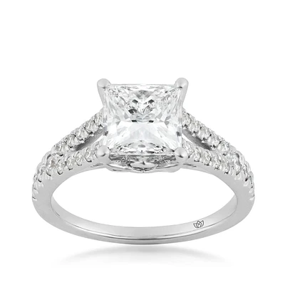 Radiance by Adamante 2-1/3 ct. tw. Lab-Grown Princess Cut Diamond Split Shank Engagement Ring 14K White Gold