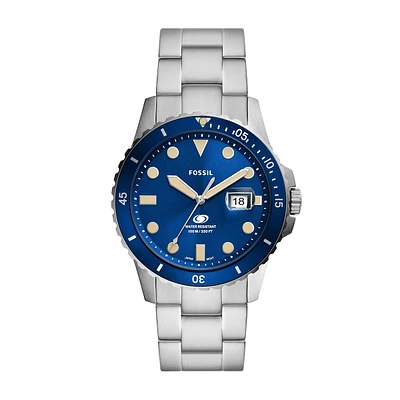 Fossil Men's Quartz Dive Stainless Steel Watch with Blue Dial