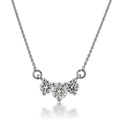 3/8 ct. tw. 3-Stone Round Diamond Necklace in 14K White Gold - 040N8004ZD