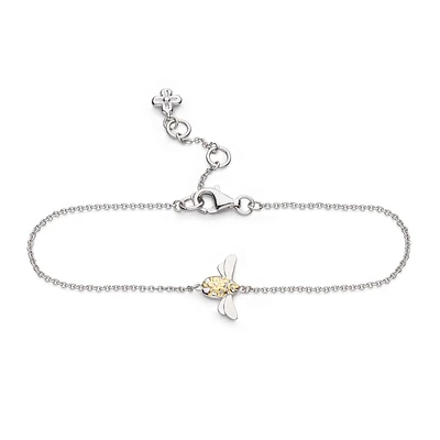 Kit Heath 7.5" Honey Bee Bracelet in Sterling Silver & 18K Yellow Gold Plating