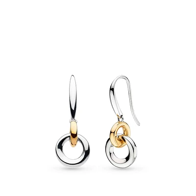 Kit Heath Linked Circle Dangle Earrings in Sterling Silver & 18K Yellow Gold Plating