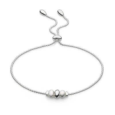 Kit Heath Polished & Sandblast Finish Bead Bolo Bracelet in Sterling Silver