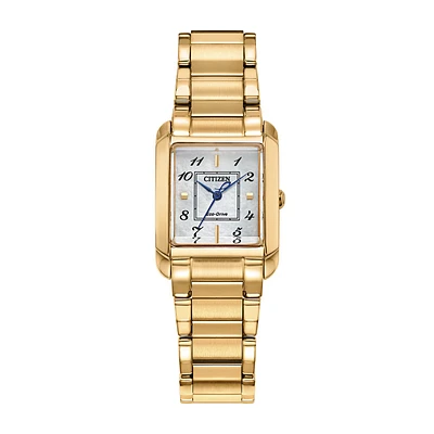 Citizen Ladies' Bianca Eco-Drive Gold-Tone Stainless Steel Watch with Mother of Pearl Dial