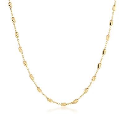 Textured Bar Bead & Link Strand Necklace in 14K Yellow Gold