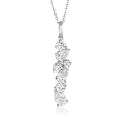 1-1/3 ct. tw. Pear & Round Diamond Vertical Bar Pendant in 14K White Gold