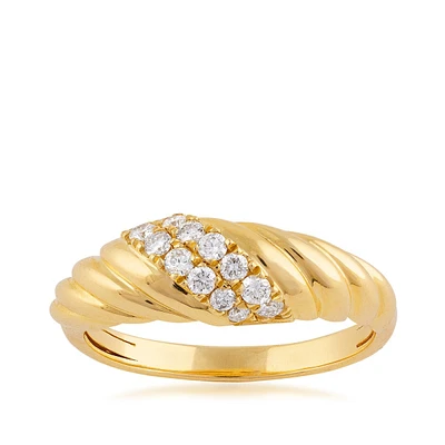 Demi Fine 1/4 ct. tw. Diamond Twisted Rope Dome Ring 14K Yellow Gold