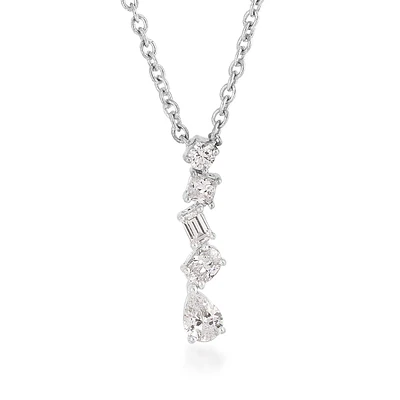 1/2 ct. tw. Multi Shape Diamond Vertical Bar Necklace in 14K White Gold