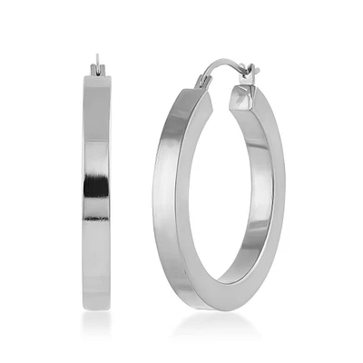 Evergold 25mm Resin Core Square Tube Hoop Earrings in 14K Gold