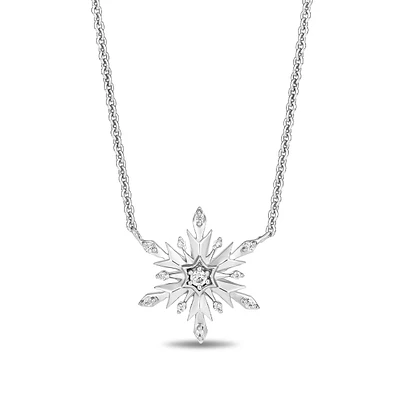 Enchanted Disney Elsa Diamond Accent Petite Snowflake Necklace in Sterling Silver