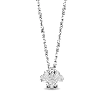 Enchanted Disney Ariel Diamond Accent Petite Shell Necklace in Sterling Silver