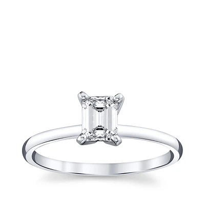 Premier Natural 3/4 ct. tw. Emerald Cut Diamond Solitaire Engagement Ring 14K White Gold