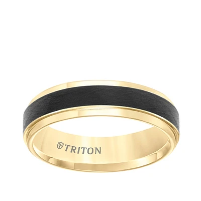 Triton Men's 6mm Crystalline Center Wedding Ring Yellow Tungsten
