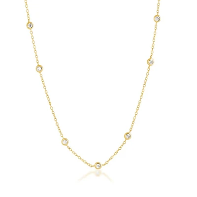 Demi Fine 1/5 ct. tw. Diamond Bezel Station Necklace in 10K Yellow Gold