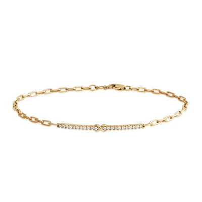 Infinite Love 1/5 ct. tw. Diamond Infinity Bar Bracelet in 10K Yellow Gold