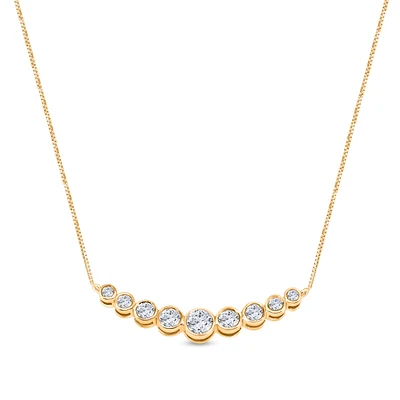 1 ct. tw. Diamond Bezel Curved Bar Necklace in 10K Yellow Gold