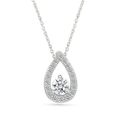 Adamante 3/4 ct. tw. Lab-Grown Round Brilliant Diamond Teardrop Pendant in 10K White Gold