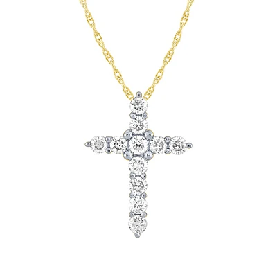 Adamante -/ ct. tw. Lab-Grown Diamond Cross Pendant in 10K Gold