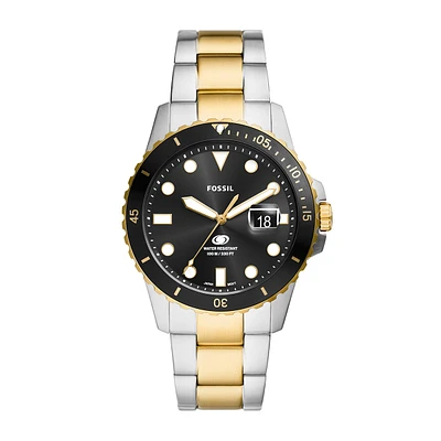 Fossil Men's Blue Dive Quartz Two-Tone Stainless Steel Watch with Black Dial