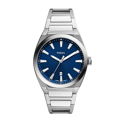 Fossil Men's Everett Quartz Stainless Steel Watch with Blue Dial