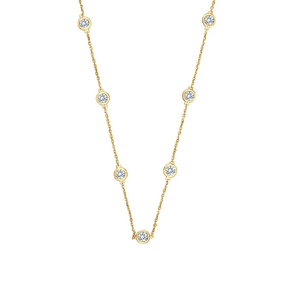 Demi Fine ct. tw. Lab-Grown Round Diamond Bezel Station Necklace in 14K Yellow Gold