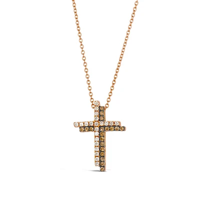 Le Vian 1/4 ct. tw. Nude & Chocolate Diamond Double Cross Pendant in 14K Strawberry Gold