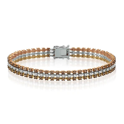 Le Vian 3-9/10 ct. tw. Chocolate & Vanilla Diamond Multi Row Tennis Bracelet in 14K Tri-Tone Gold