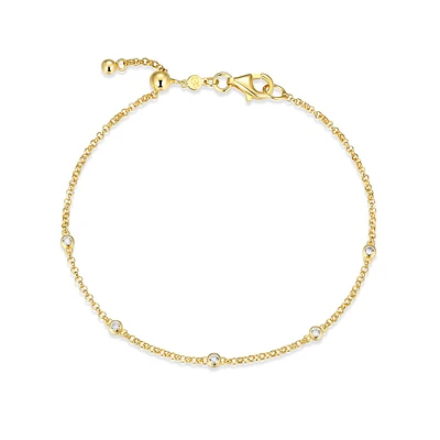 M by Monte Luna 1/10 ct. tw. Lab-Grown Diamond Station Bracelet in 14K Yellow Gold Plated Sterling Silver