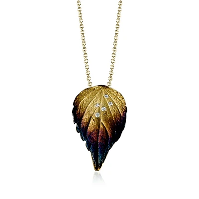 Simon G. Diamond Accent Leaf Pendant in 18K Yellow Gold