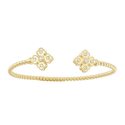 Passion 1/4 ct. tw. Diamond Beaded Cuff Bracelet in 14K Yellow Gold