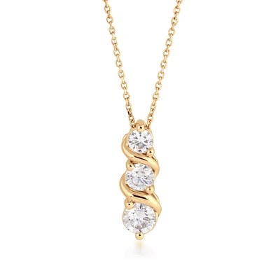 5/8 ct. tw. Round Brilliant 3-Stone Diamond Pendant in 14K Yellow Gold