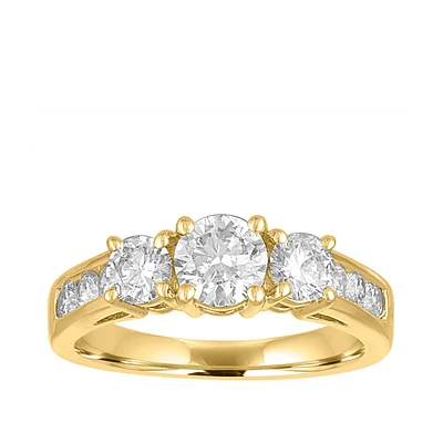 1 ct. tw. Round Brilliant 3-Stone Diamond Anniversary Ring 14K Yellow Gold