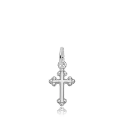 Bottony Cross Charm in Sterling Silver