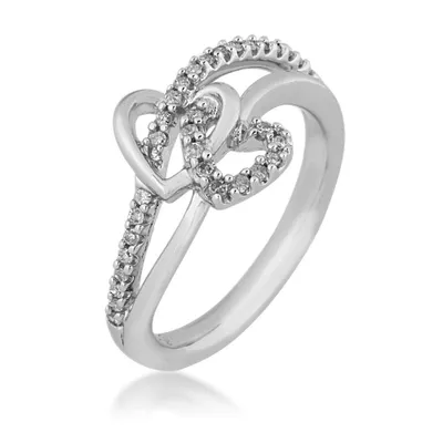 1/5 ct. tw. Diamond Double Heart Fashion Ring Sterling Silver - FR30131-DIA-SS