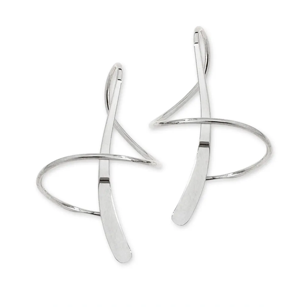 Classic Spiral Short Earrings in Rhodium-Plated Sterling Silver