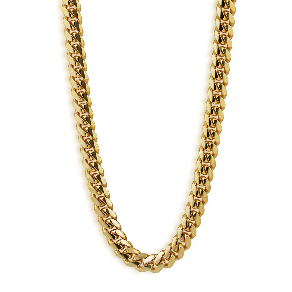 7.6mm 24" Solid Tight Link Miami Cuban Chain Necklace in 10K Yellow Gold