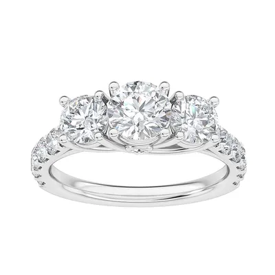 Adamante 2 ct. tw. 3-Stone Round Brilliant Lab-Grown Diamond Engagement ring 14K White Gold - LG-ART2884HS214W