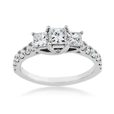 1 ct. tw. 3-Stone Princess Cut Diamond Anniversary Ring 14K White Gold - RT-2123-A66