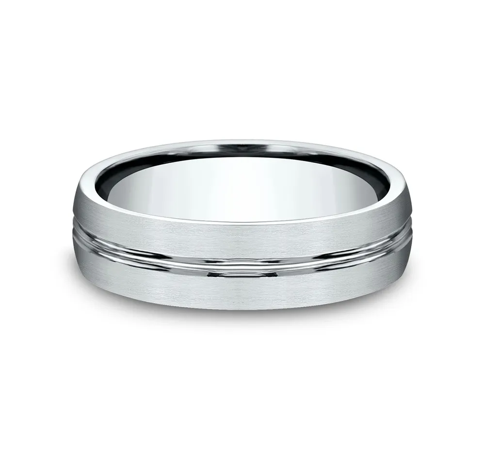 Benchmark Men's Satin Finish Wedding Band 10K White Gold - CF5641110KW