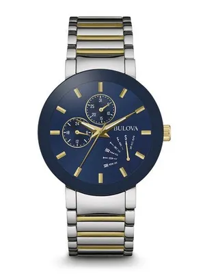 Bulova Men's  Blue Dial Watch with Gold Accents and Two-Tone Stainless Steel Band - 98C123