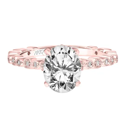 ArtCarved Vintage 1/5 ct. tw. Diamond Filigree Oval Semi-Mount Engagement Ring 14K Pink Gold- 31-V823DVR-E.00-14P